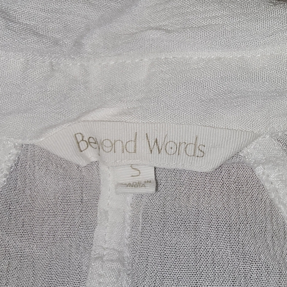 Beyond Words Linen Button Down Shirt, Small, White - Picture 3 of 3